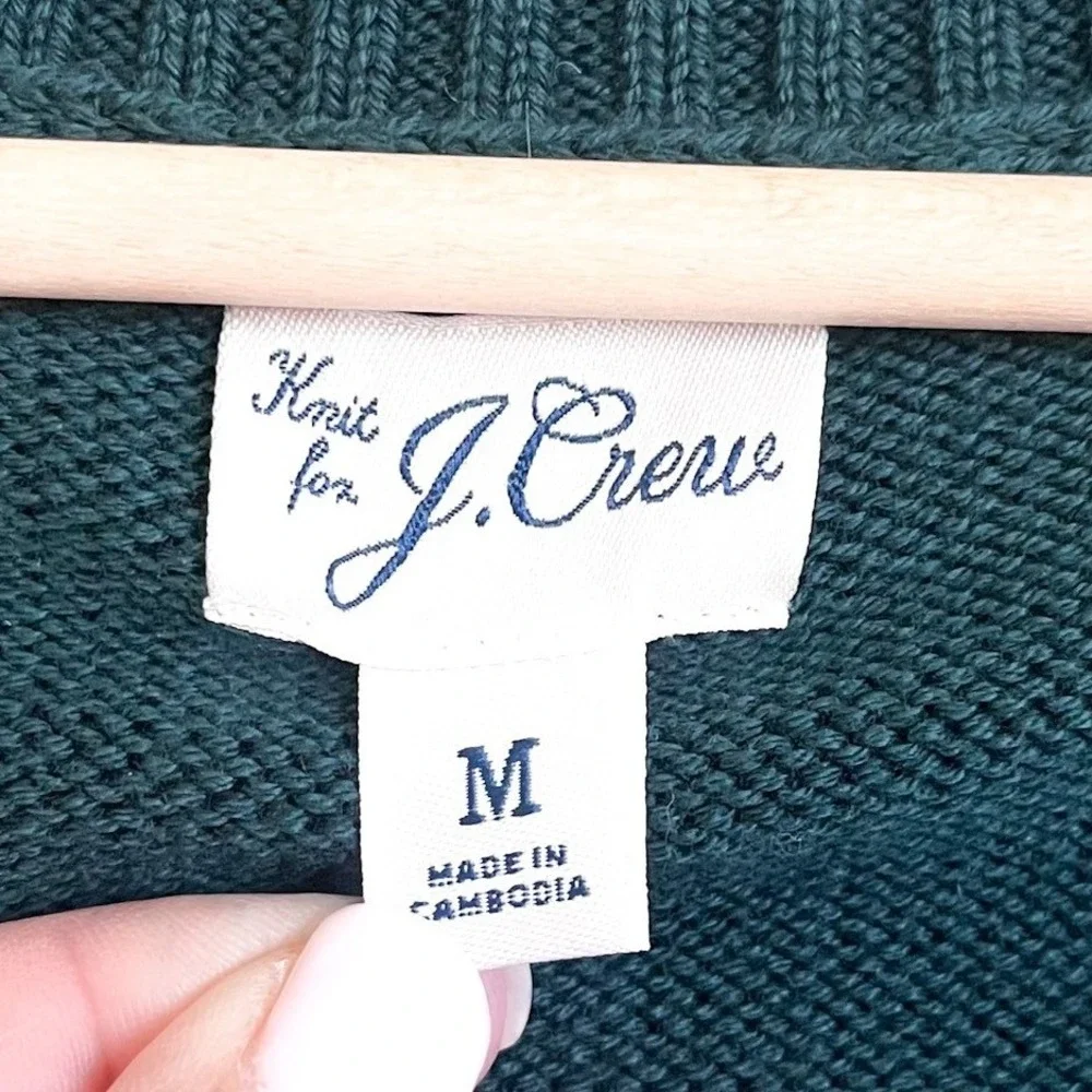J Crew Mens‎ Heritage Cotton V-neck Sweater Size M Green Heritage Classic Preppy